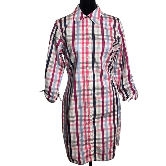 Anne Fontaine Dresses & Skirts - Anne Fontaine “Arielle” Plaid Cotton Shirt Dress Multicolor Button Front. Size 6